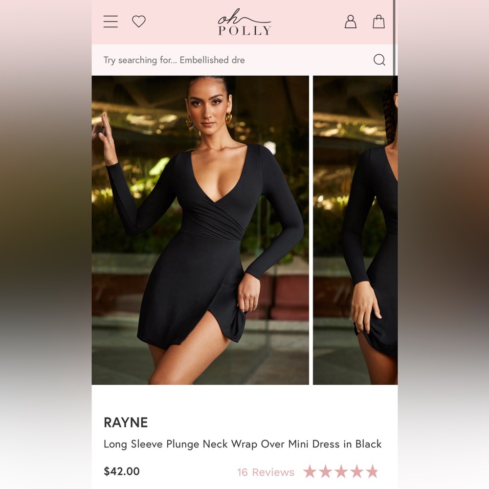 OhPolly || long sleeve black mini dress